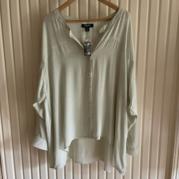 SALE!!⏱ Nine West Jeans - Green Striped Button Down Top - XXL - NWT - Picture 7 of 7